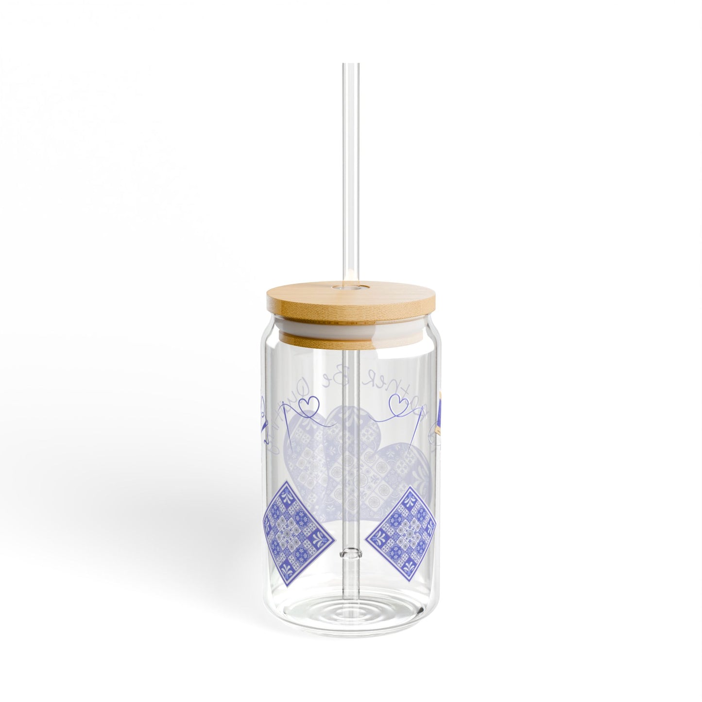 I'd Rather Be Quilting Glass Can Cup | Coquette Blue Porcelain Original Design