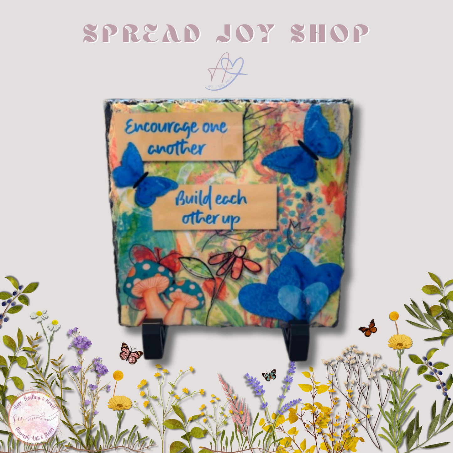 Encourage One Another – Granite Art Plaque with Easel