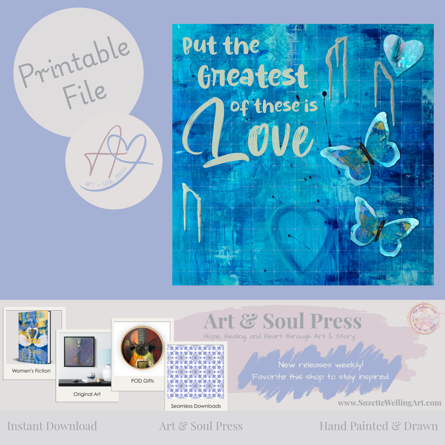 The Greatest of These is Love” Scripture | Blue Butterfly Digital Download