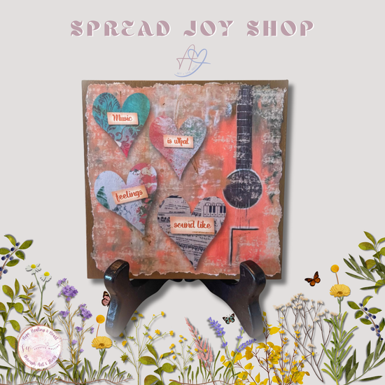 Music is What Feelings Sound Like – Handmade Mixed Media Art on Wood with Easel