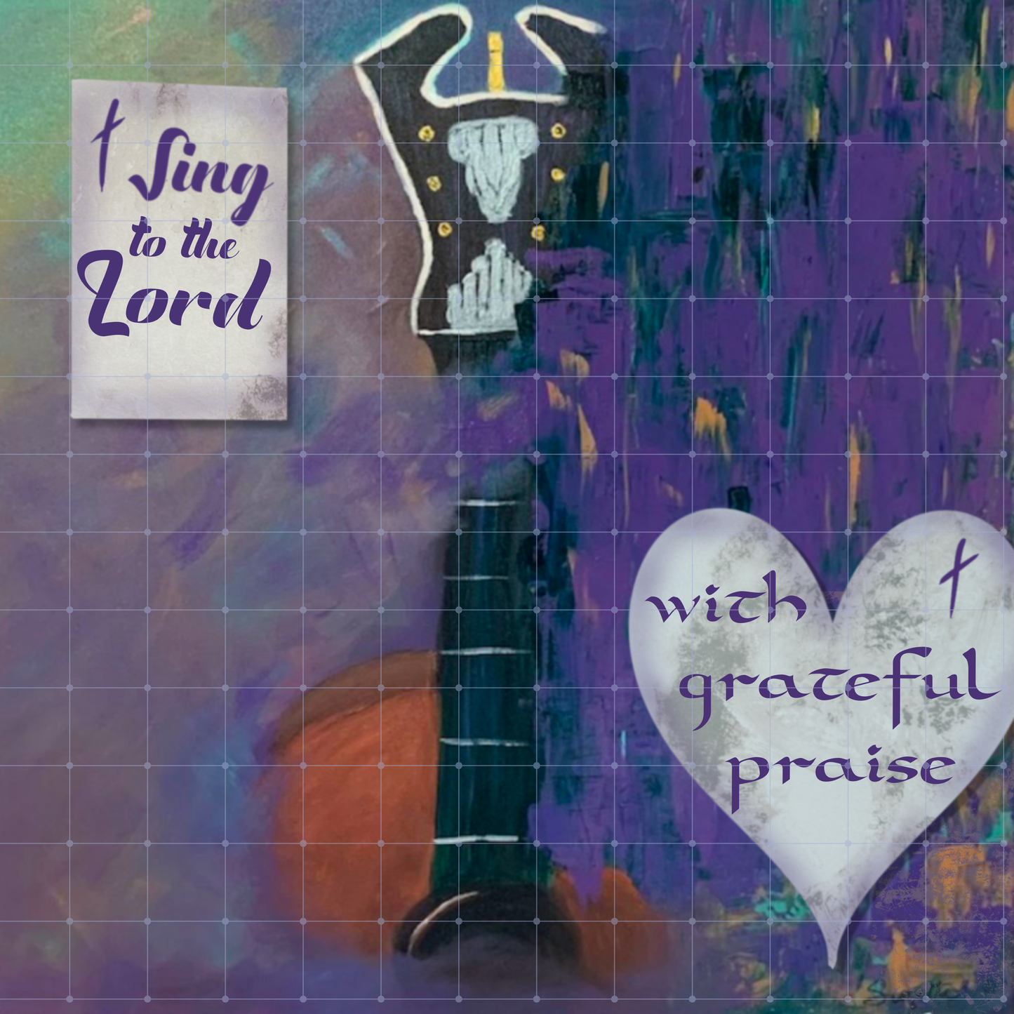 “I Sing to the Lord with Grateful Praise” Scripture | Purple Music-Themed Digital Download
