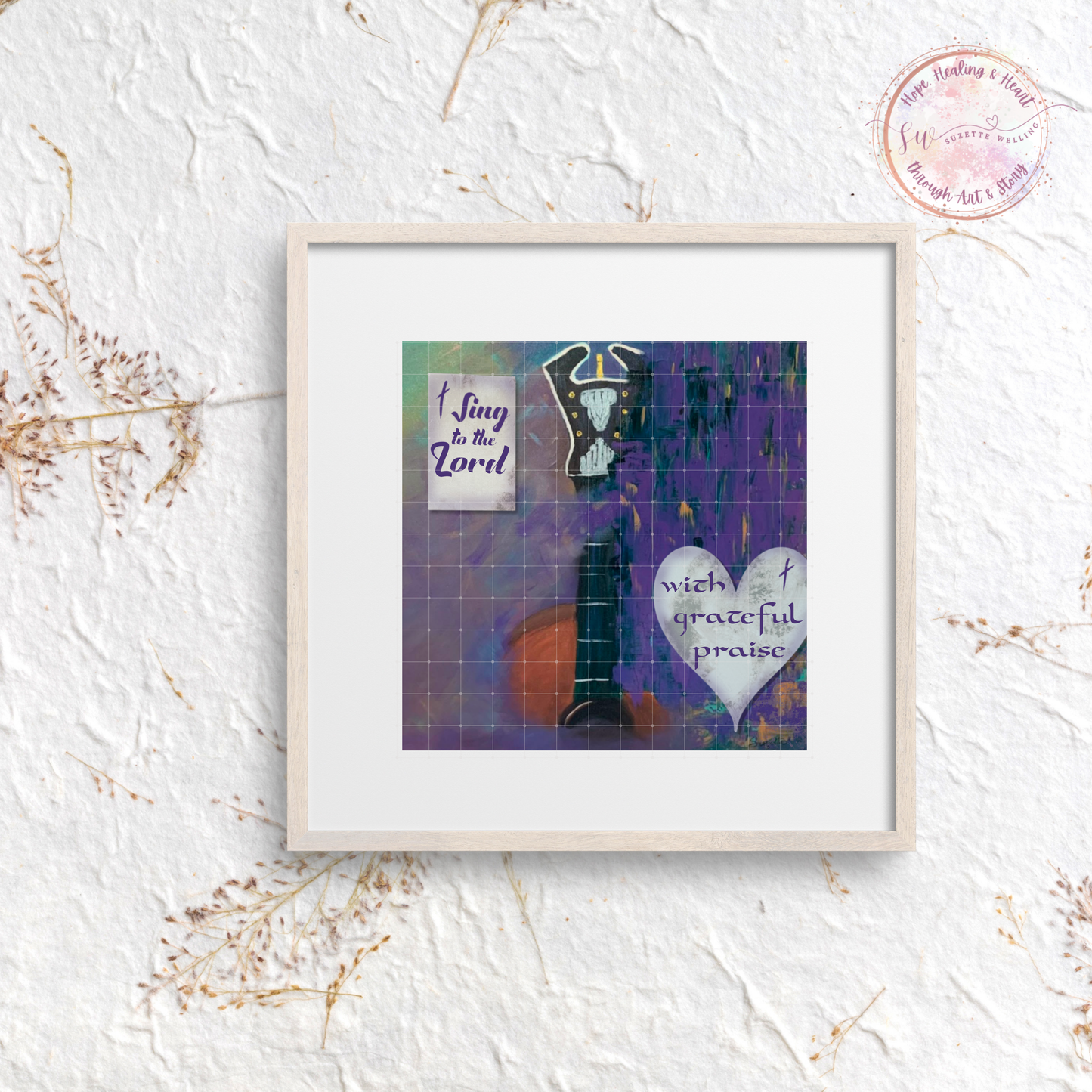 “I Sing to the Lord with Grateful Praise” Scripture | Purple Music-Themed Digital Download