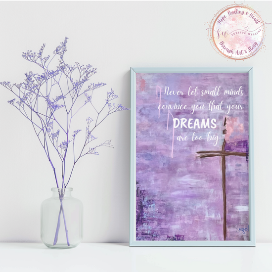 Peace be with You Purple Cross Printable Wall Art | "Never Let Small Minds..." Inspirational Quote | Faith-Based Digital Download | Word Art by Suzette