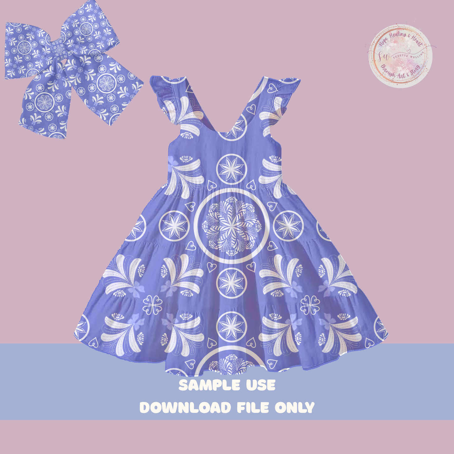 Coquette Blue Porcelain V2 Seamless File | Hand-Drawn Floral Tile Repeat | Digital Download for Sublimation, Fabric, Wallpaper, Scrapbooking
