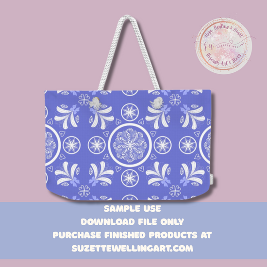 Coquette Blue Porcelain V2 Seamless File | Hand-Drawn Floral Tile Repeat | Digital Download for Sublimation, Fabric, Wallpaper, Scrapbooking