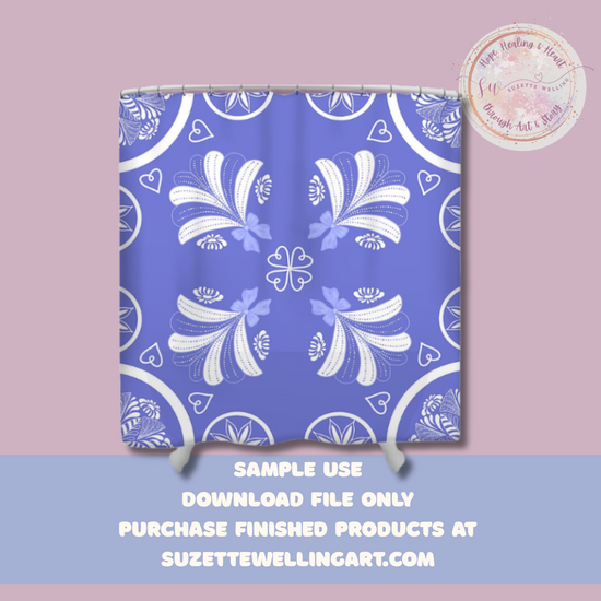 Coquette Blue Porcelain V2 Seamless File | Hand-Drawn Floral Tile Repeat | Digital Download for Sublimation, Fabric, Wallpaper, Scrapbooking