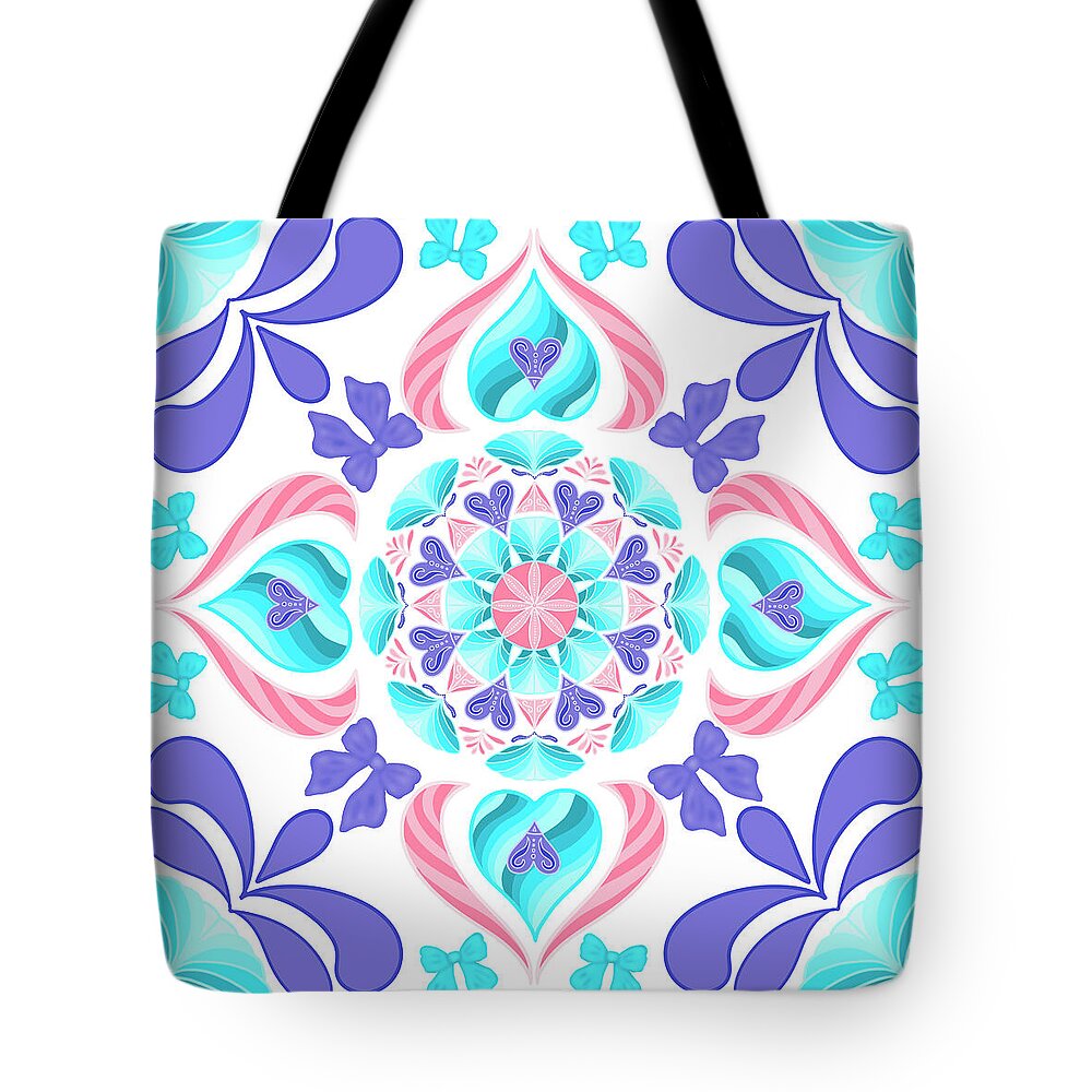 Coquette Kaleidoscope Heart Tile - Tote Bag
