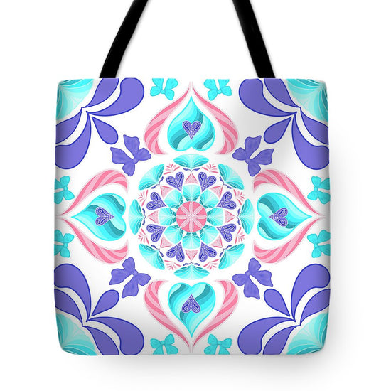 Coquette Kaleidoscope Heart Tile - Tote Bag