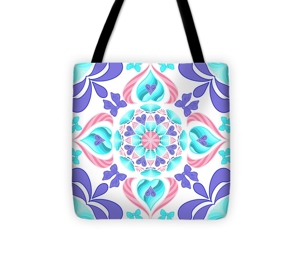Coquette Kaleidoscope Heart Tile - Tote Bag