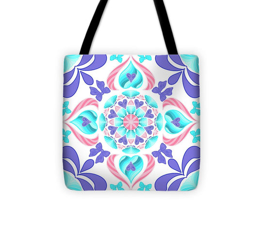 Coquette Kaleidoscope Heart Tile - Tote Bag