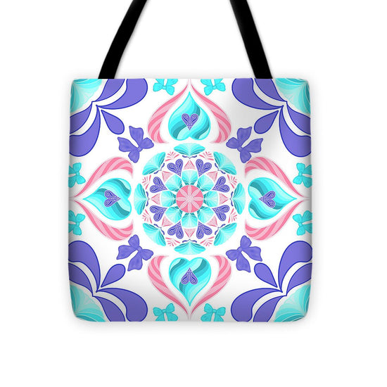Coquette Kaleidoscope Heart Tile - Tote Bag
