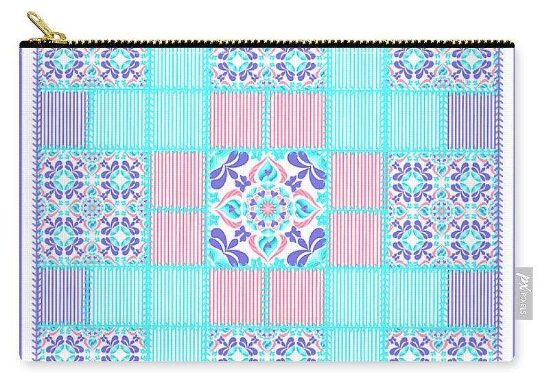 Coquette Retro Floral Heart Quilted V1 - Zip Pouch