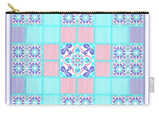 Coquette Retro Floral Heart Quilted V1 - Zip Pouch