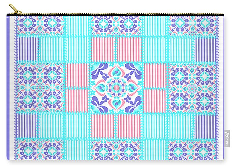 Coquette Retro Floral Heart Quilted V1 - Zip Pouch