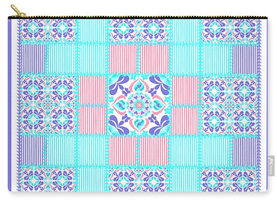 Coquette Retro Floral Heart Quilted V1 - Zip Pouch