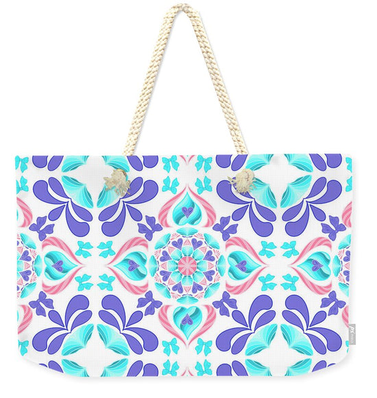 Coquette Retro Floral Heart Tile V2 - Weekender Tote Bag