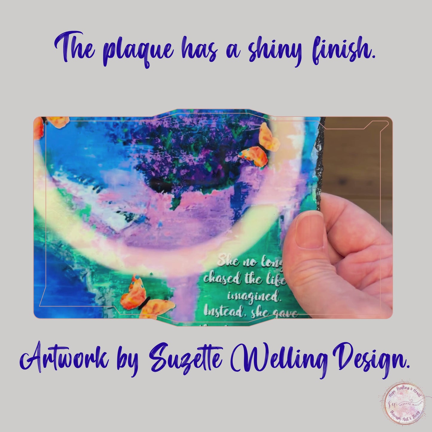 Load and play video in Gallery viewer, “She No Longer Chased the Life She Imagined” – Granite Art Plaque with Stand
