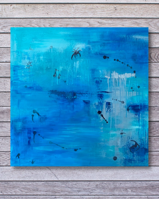 Load image into Gallery viewer, 1 Original Artwork: Under the Deep Blue See 24x24 Original Artwork on Stretched Canvas
