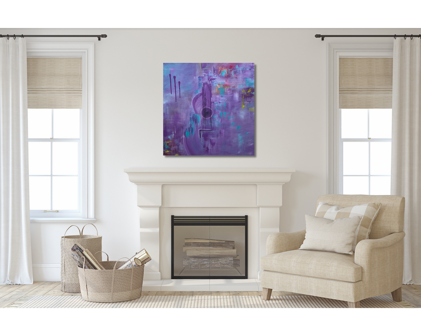 1 Original Artwork: Purple Haze  24 x 24 Original Painting on Stretched Canvas